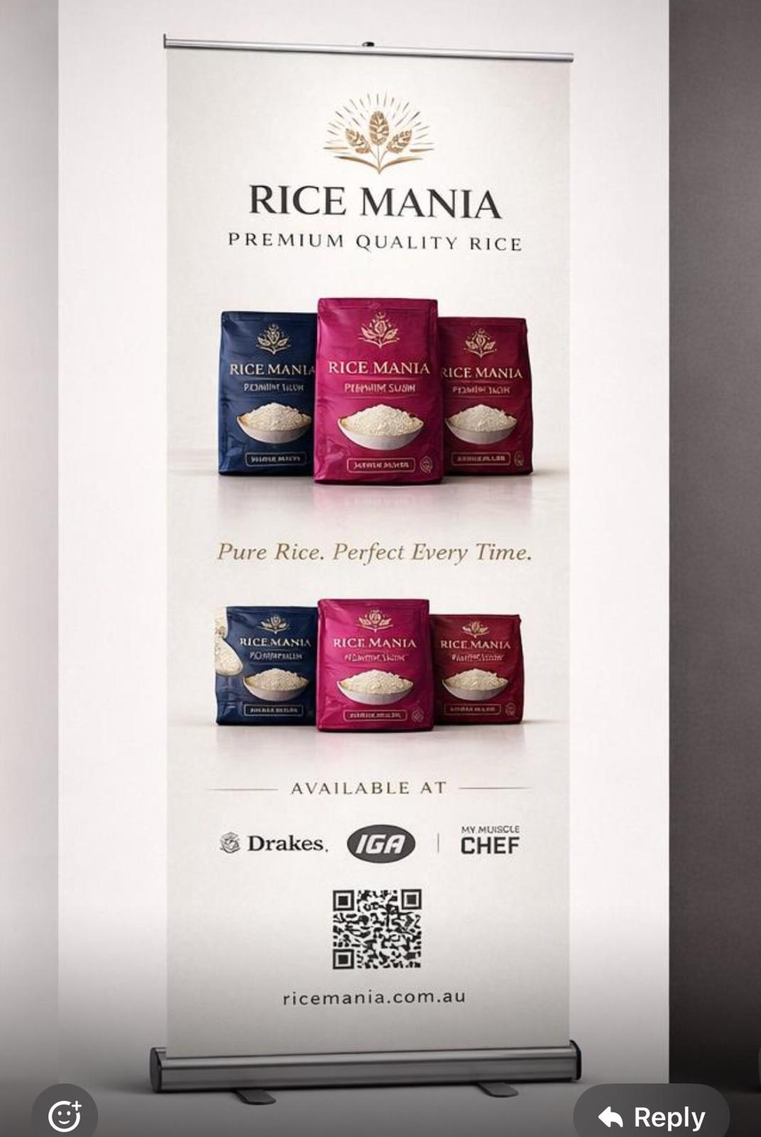 Rice Mania brand banner